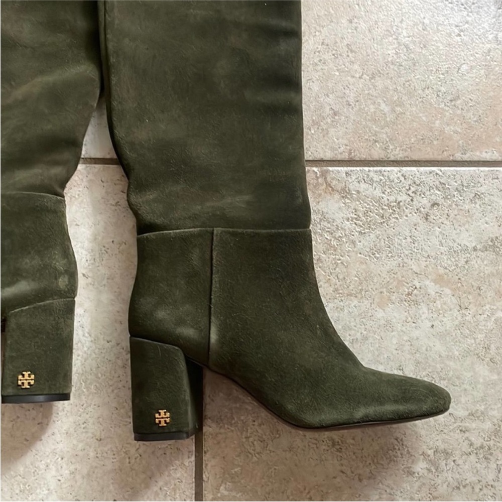 Tory Burch Brooke Slouchy Suede Block Heel Boots